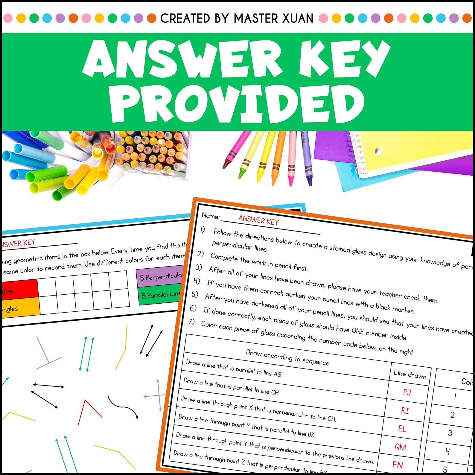 Parallel and Perpendicular Lines Activity 4th Grade Geometry Worksheet ...