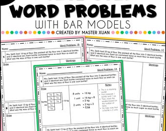 Homeschool Math Printables Grade 4 Homework, 4th Grade 2 Step And Multistep Math Word Problems With Bar Model Worksheets For Kids Set 2