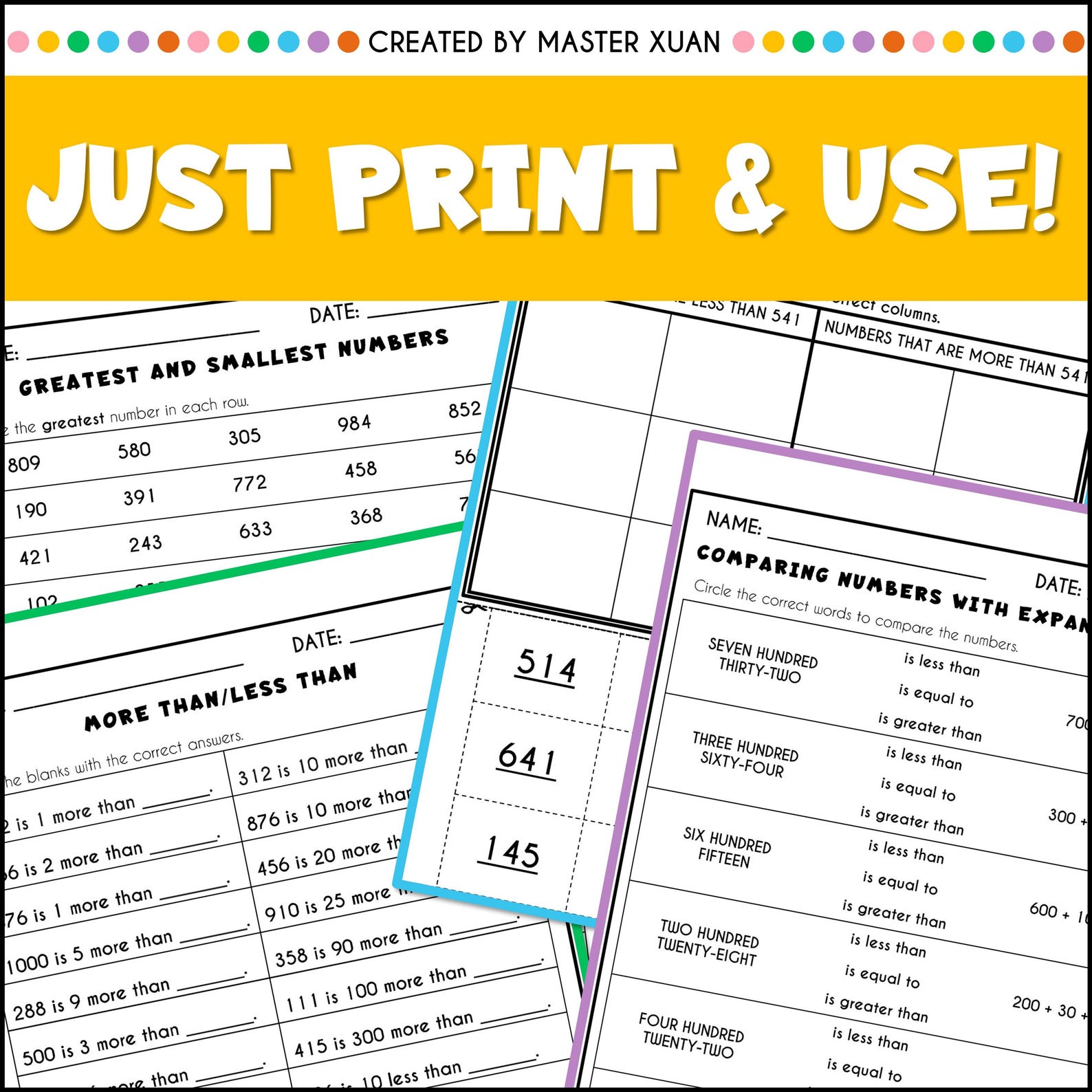 Greater Than Less Than Equal to Worksheet 2nd Grade Math Worksheet ...