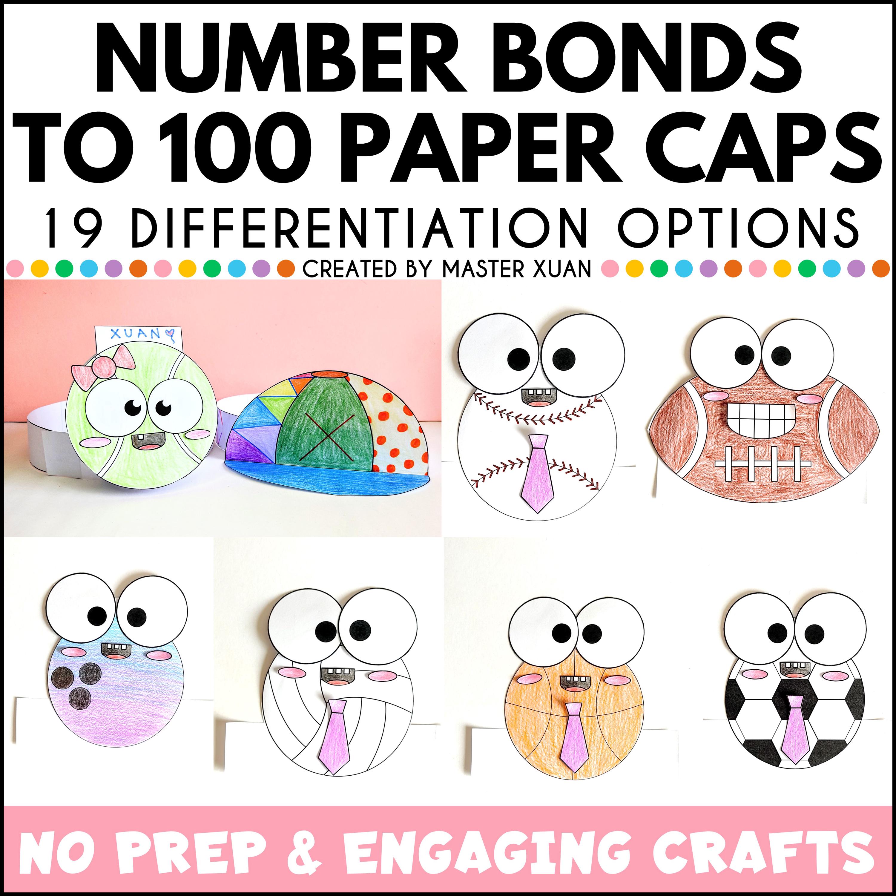 Number Bonds to 100 Sports Craft Printable Activities for First Grade ...
