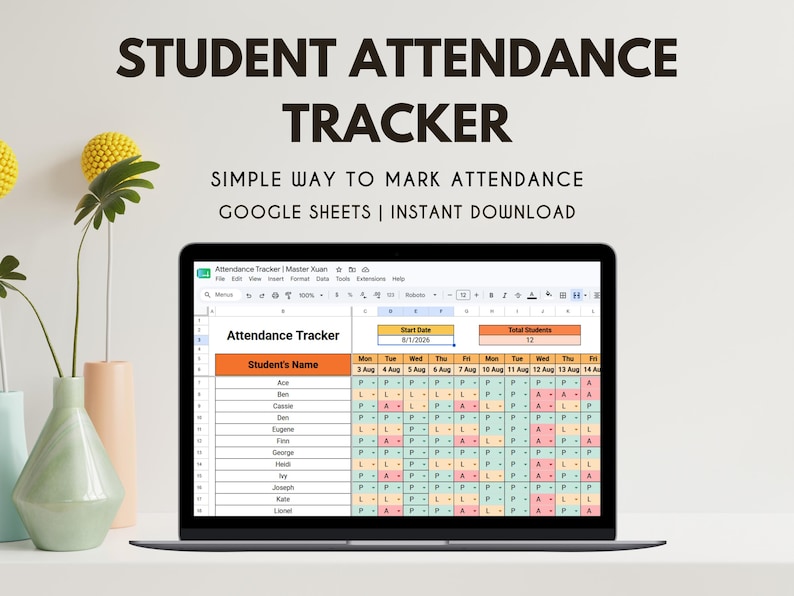 Editable Monthly Student Attendance Tracker Google Sheets - Etsy Australia