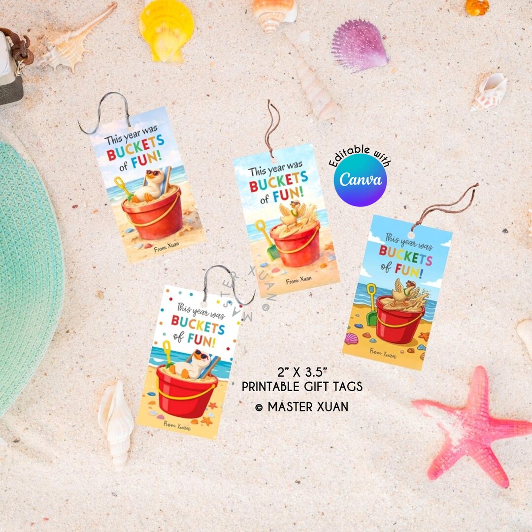Editable Buckets of Fun Tags, Personalized End of School Year Party ...