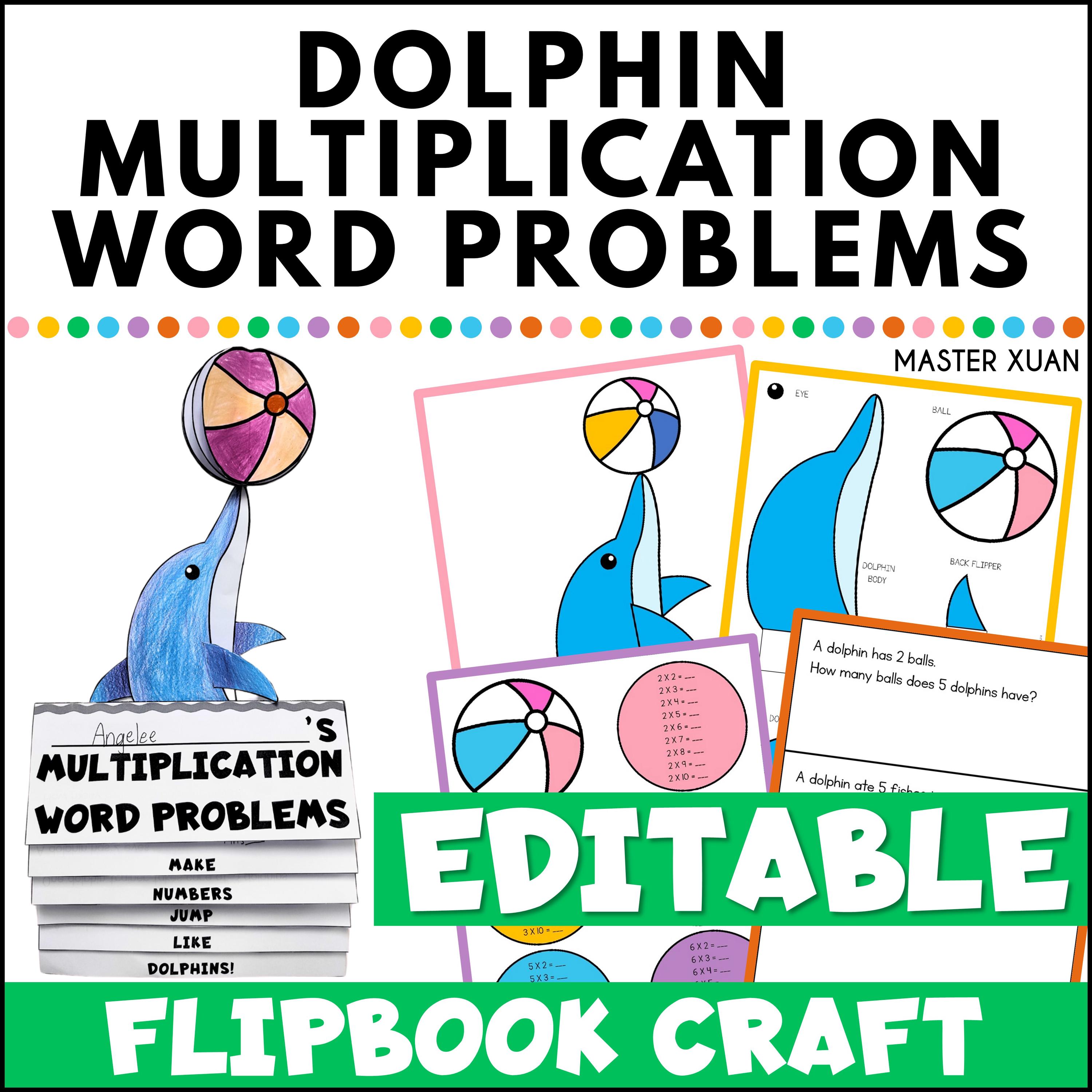 Dolphin Craft 3rd Grade Math Word Problem Flip Book Printable Editable ...