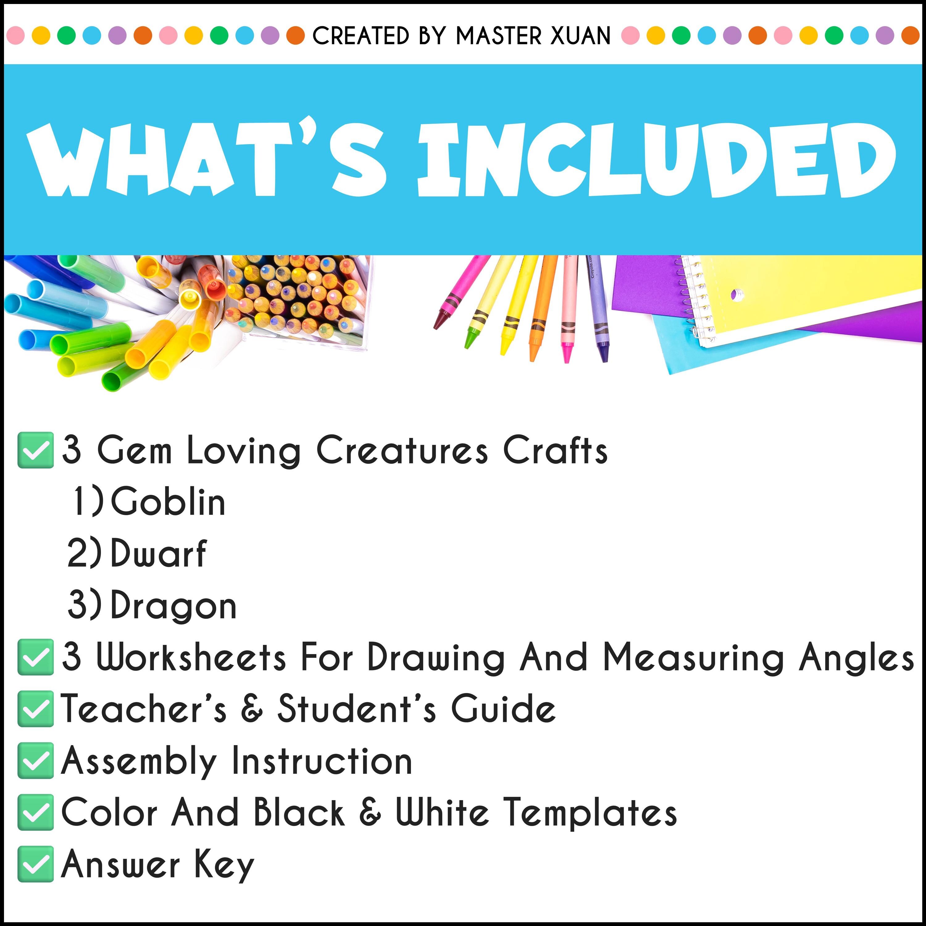 Geometry Printable Crafts for Kids Measure Angles Protractor Practice ...