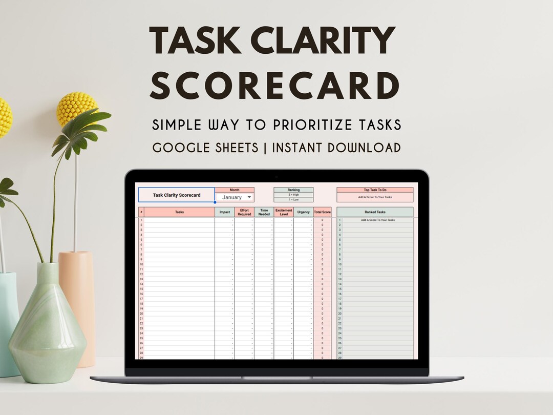 Scorecard Tasktracker Task Prioritization Scorecard Google Sheets – Impact Effort Matrix ...