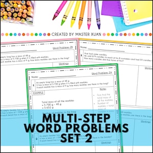 4th Grade Math Worksheets: Printable Multistep Word Problems Mixed Operations Homeschool PDF Digital Download