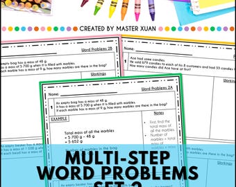 4th Grade Math Worksheets: Printable Multistep Word Problems Mixed Operations Homeschool PDF Digital Download