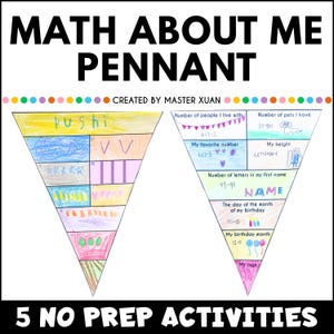 Math About Me Pennant Banner Poster, Welcome Back to School Activities ...