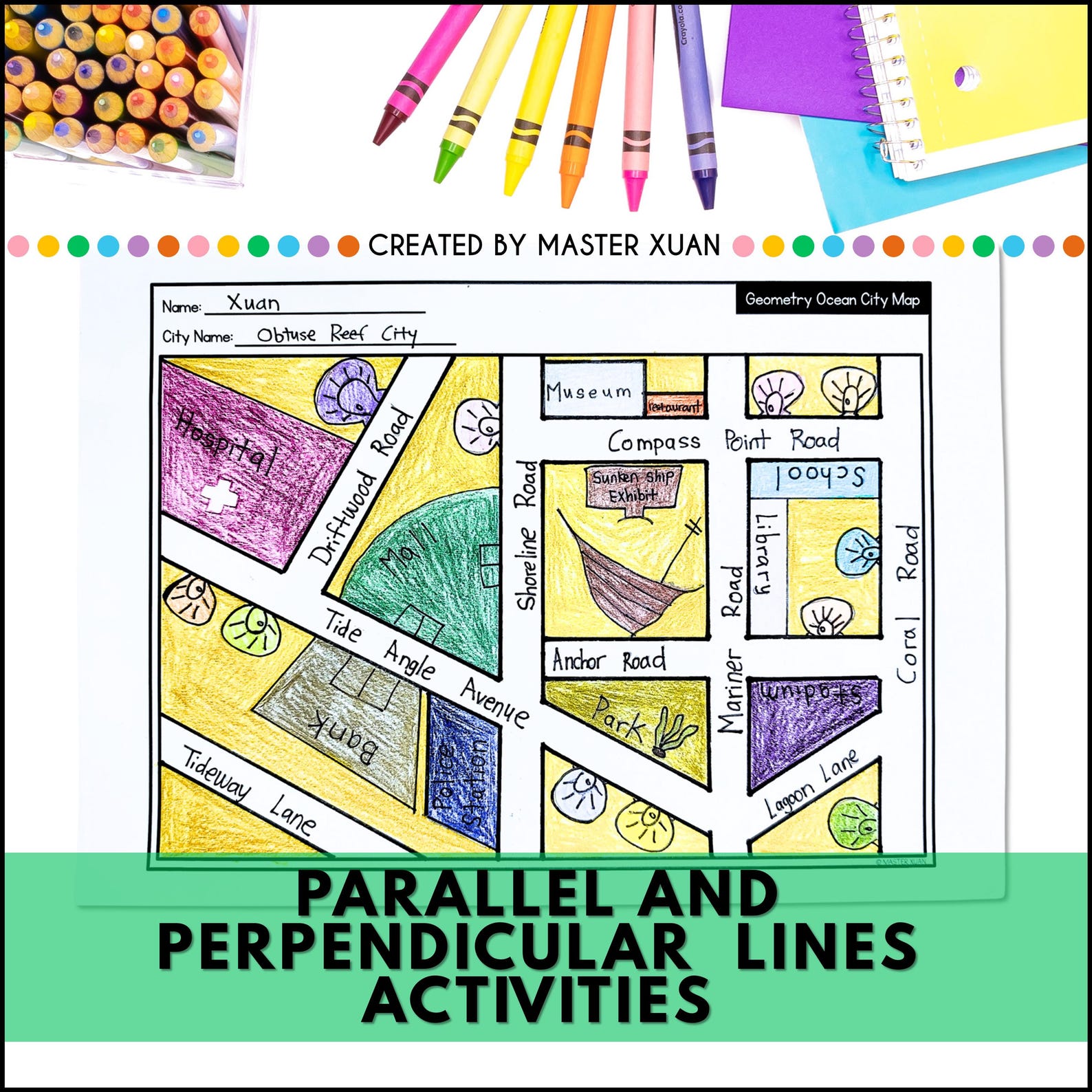 Parallel and Perpendicular Lines Activity 4th Grade Geometry Worksheet ...