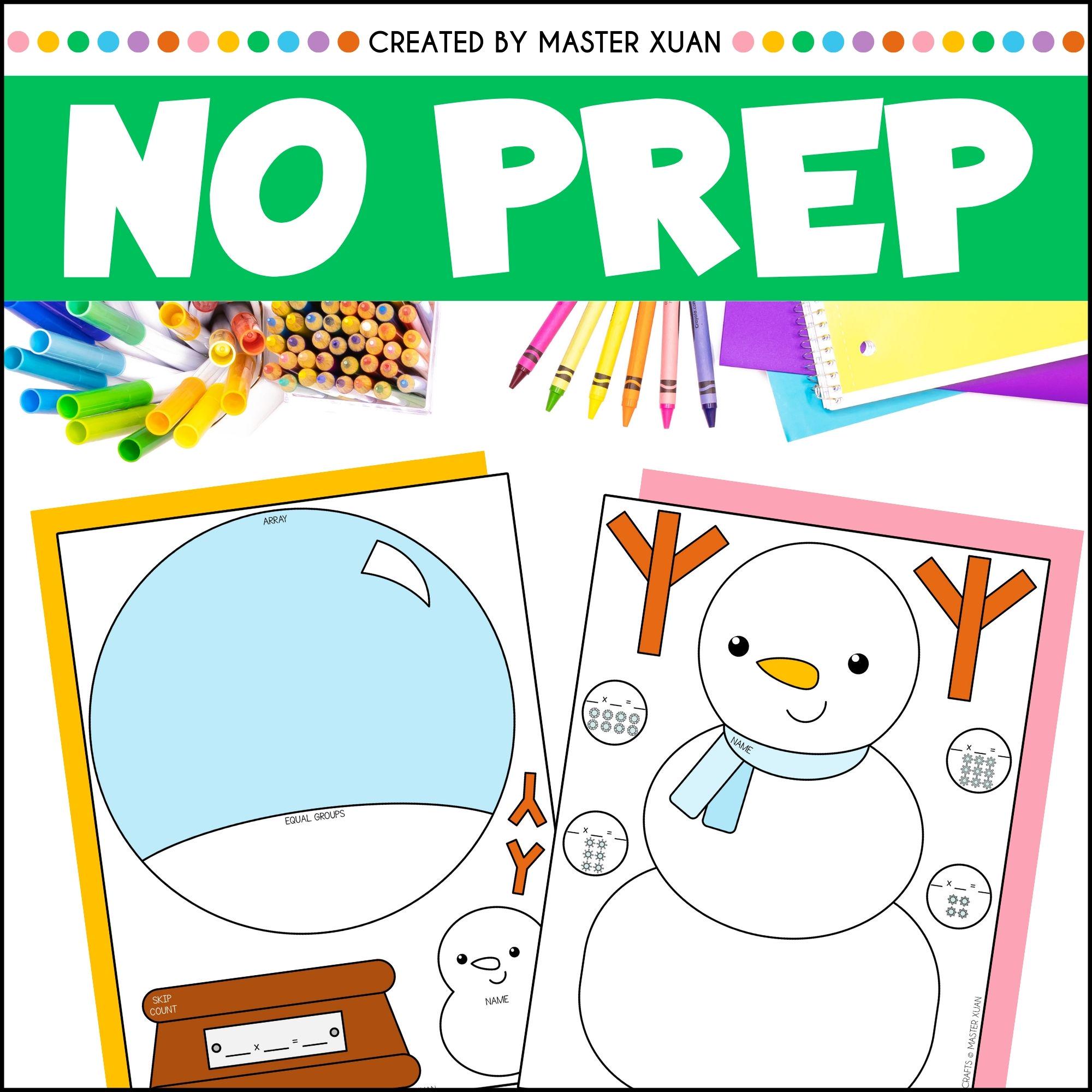 Snowman Array Printable Winter Crafts for Arrays and Repeated Addition 2nd Grade Math ...