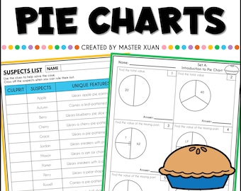 Pie Chart Fractions Data Analysis Interpretation Mystery Puzzles Worksheets 6th 7th Grade Homeschool  Printable Math Thanksgiving Activities