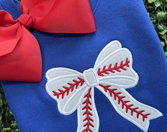 Baseball Bow Sweatshirt~ Little Sister Baseball Shirt