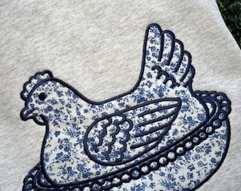 Hen on Nest embroidered Sweatshirt~Embroidered Crewneck~Farmhouse~Homestead