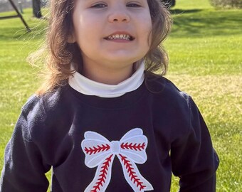 Baseball Bow Sweatshirt~ Little Sister Baseball Shirt