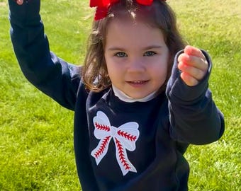 Baseball Bow Sweatshirt~ Little Sister Baseball Shirt
