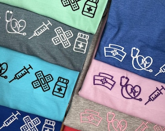 Nurse Icon T-Shirt~Registered Nurse Sweatshirt~Nursing Student Gift~Embroidered~LPN~CNA