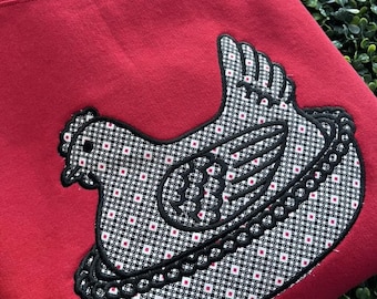 Hen on Nest embroidered Sweatshirt~Embroidered Crewneck~Farmhouse~Homestead