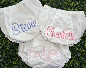 Personalized Diaper Cover~Monogram Diaper Cover~Eyelet~Baby Girl Bloomers~Name Reveal~Baby Gift