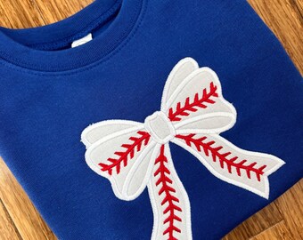 Baseball Bow Sweatshirt~ Little Sister Baseball Shirt