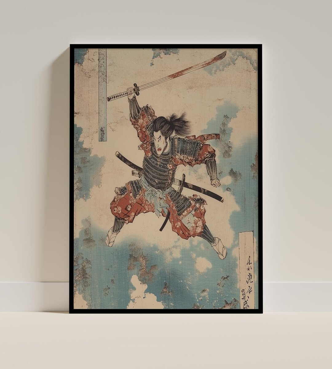 Samurai Warrior Art Print, Vintage Japanese Poster, Wall Decor for Home ...
