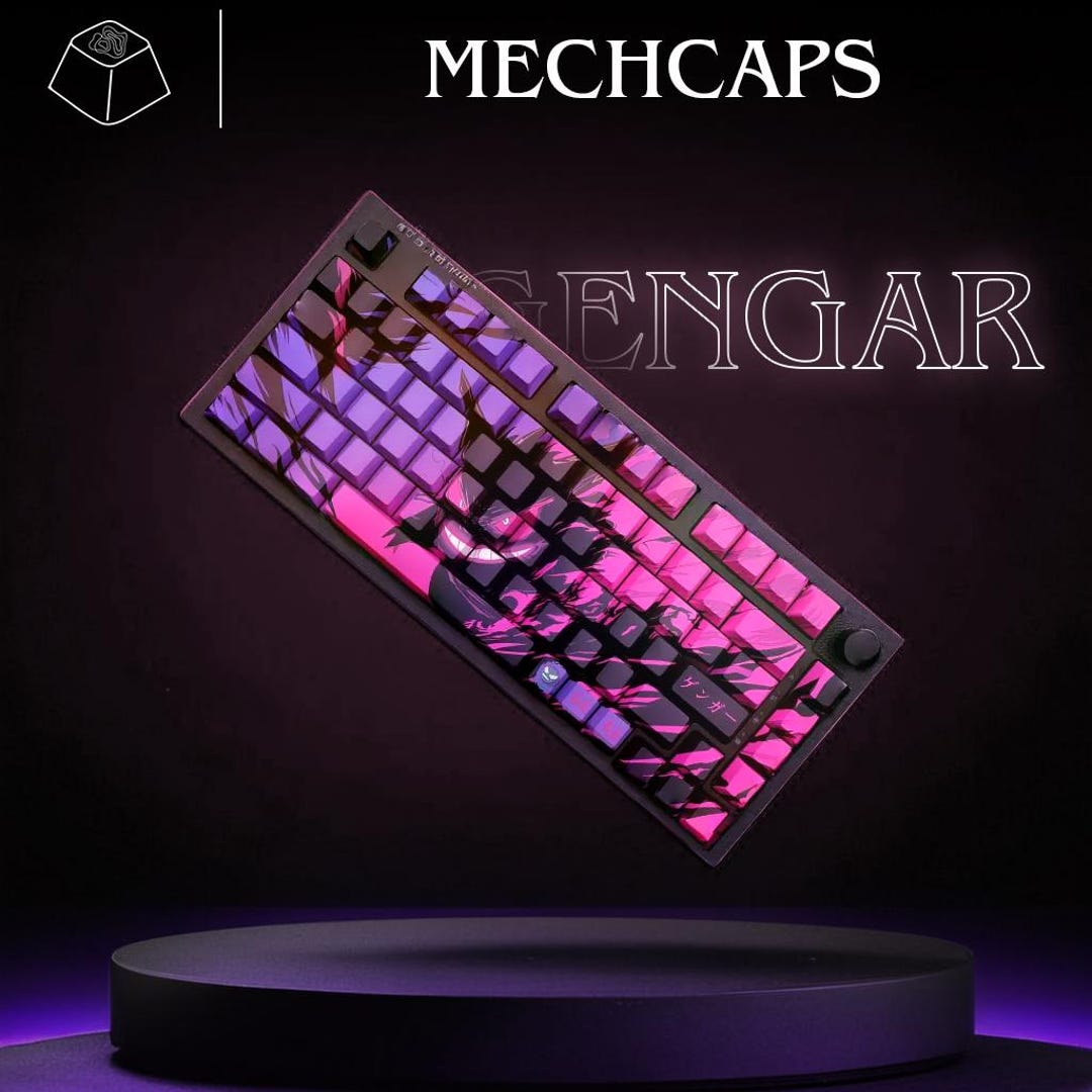 GENGAR - PBT Keycaps Shine-through Dye-sub Cherry Profile for MX Switch ...
