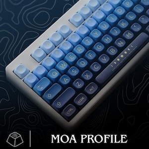 Blue Moon - PBT Keycaps MOA Profile Dye-Sub 129 Keys for MX Switch Mechanical Keyboard | Celestial Theme | Gaming & Typing Gift