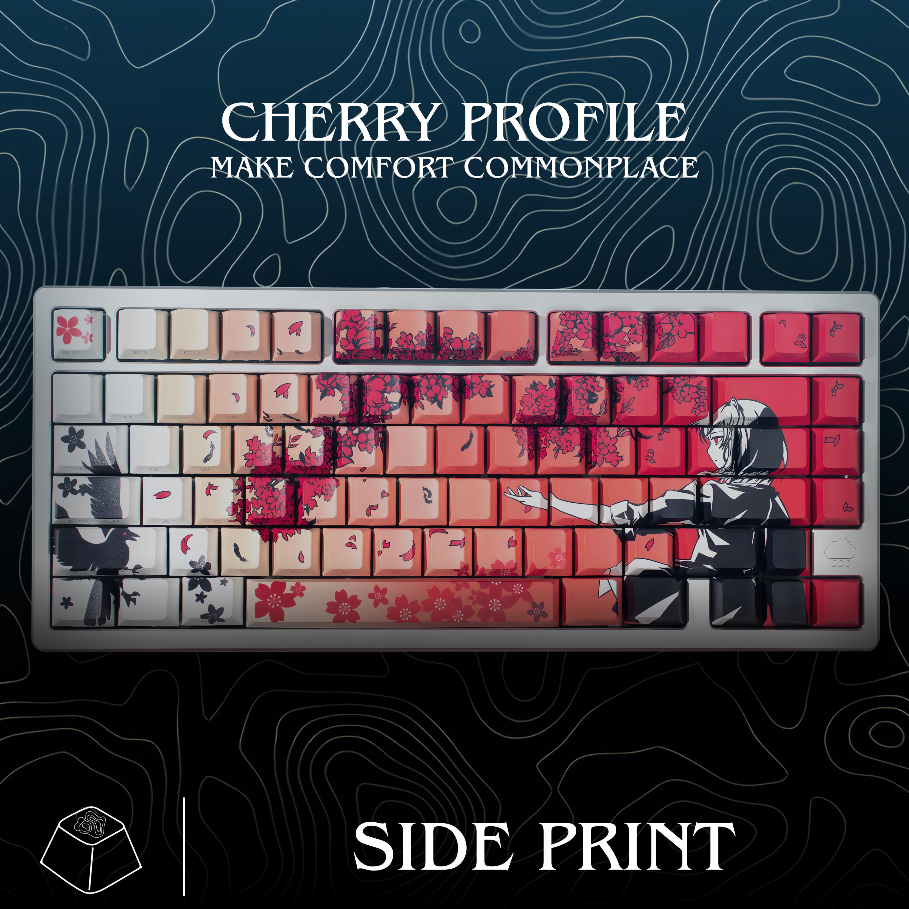 Y*u様 Sakura raven 60% Sakura Raven - PBT Keycaps Side Print Shine Backlit Cherry