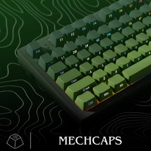 Green Gradient - PBT Keycaps Side-Printed Shine-Through OEM Profile for MX Switch Mechanical Keyboard | Gamer Gift