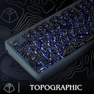 Topographic PBT Keycaps - Side Print Backlit Dye-Sub Cherry Profile Key Caps for MX Switch Mechanical Keyboard Gamer Gift Typing Gift Caps