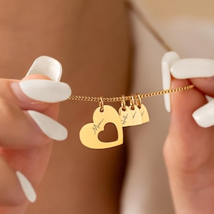 Collar con nombre familiar y corazón grabado, colgante con varios corazones, joyería con nombres de niños para mamá, regalo perfecto para el Día de la Madre, regalo para ella