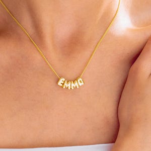 Collar con nombre en forma de burbuja en 3D, dije inicial con forma de burbuja, joyería personalizada con nombre en oro, regalo para mujer, collar con letras en 3D, collar con inicial