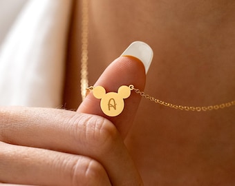 Gepersonaliseerde eerste ketting, Mickey Mouse-letterketting, kindernaamsieraden, aangepast dochtercadeau, Disney-lettertypeketting, cadeau voor nichtje