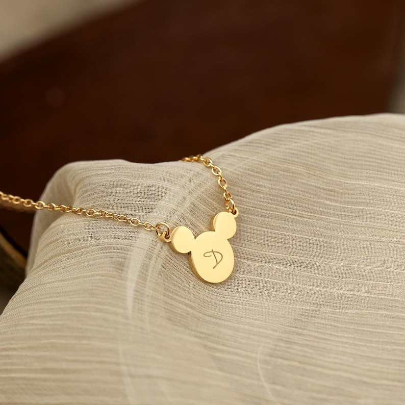 Musse Pigg initialhalsband, Disney-bokstäversmycken, graverat halsband, hänge med tecknad bokstav, födelsedagspresent till henne, present till systerdotter bild 7