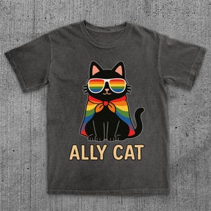 Pride Ally Cat Shirt, Retro Rainbow Colors Cat Ally Shirt, Cat Pride Shirt, Funny Pride Shirt, LGBTQ Shirt, LGBT Gifts, Love Is Love T-Shirt