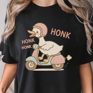 Camiseta de scooter "Honk Honk Duck": divertida camiseta con meme de ganso, estética de dibujos animados de animales, camiseta de caos peculiar