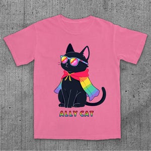 Pride Ally Cat Shirt, Cat Pride Shirt, Retro Rainbow Colors Cat Ally Shirt, Funny Pride Shirt, LGBTQ Shirt, LGBT Gifts, Love Is Love T-Shirt