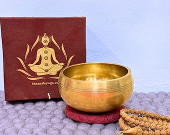 Tigela tibetana Gulpa autêntica de 10 cm (4 polegadas) – Tigela de meditação tibetana de latão para cura e relaxamento.
