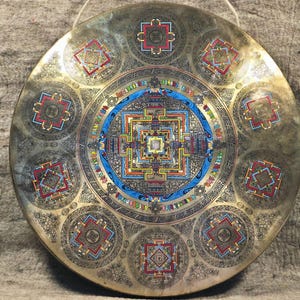 Handmade Tibetan Gong with Tibetan Mandala Design – Available in 40cm to 100cm Sizes