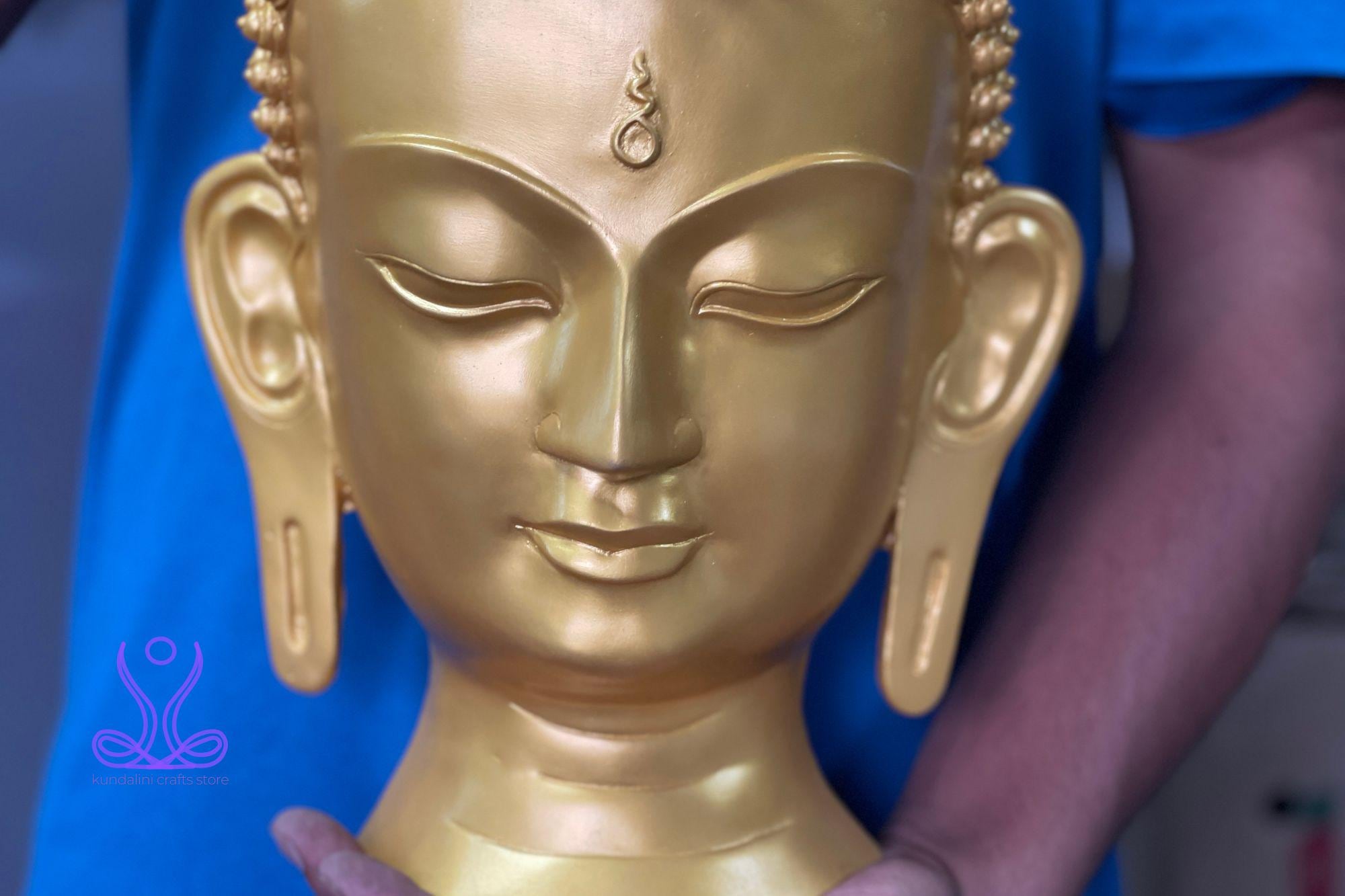 ネパール ハンドメイド 仏陀 お面 壁掛け インテリア 手作りの金樹脂仏顔壁掛け：ネパールのスピリチュアルな装飾 - Etsy 日本