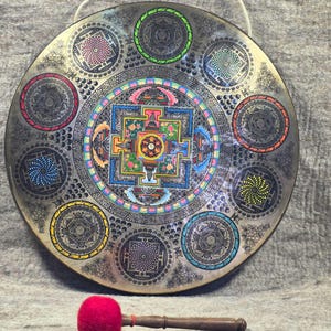Handmade Seven Metal Tibetan Gong: Sound Healing Mandala Art