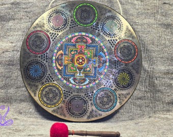 Handgemachter Seven Metal Tibetischer Gong: Klangheilung Mandala-Kunst