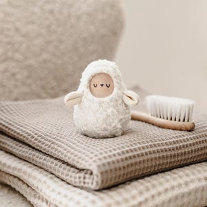 Sheep soft doll Roly Poly 10 cm.  Musical toys for babies, lamb lovie Stuffed Animal Eco-Friendly