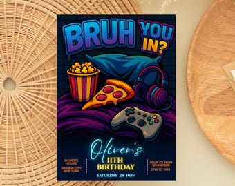 Gaming Sleepover Birthday Invitation: Controller Theme (Editable Digital Download)