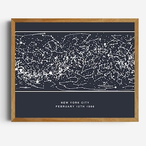 Personalisierte Sternenkarte nach Datum und Ort/Koordinaten - Digitale Konstellation Poster - Personalisiertes Astrologie Geschenk
