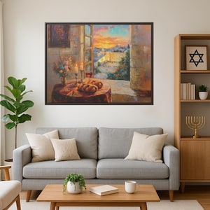 Jüdische Wandkunst auf Leinwand- Shabbat In Der Altstadt, Kotel Jerusalem Kunstwerk, Jüdisches Israel Wohnkultur, Jüdische Mutter Geschenk, Shabbat Mutter Kunst