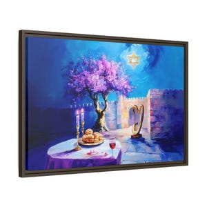 Framed Tree of Life Oil Painting: Jewish Home Decor