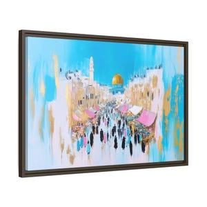 Canvas Framed Jewish Wall Art/Jerusalem Old City Oil Paint Painting/Jewish Modern Home Decor/Jewish House Warming Gift/Jewish Wedding Gift