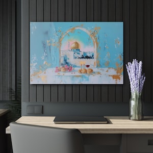 Jerusalem Kotel Sonnenuntergang Malerei auf Acrylglas, Shabbat-Kerzen & Challah, Jüdische Wandkunst, Jejuda Wohnkultur, Israel Pride Geschenk