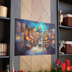 Canvas Jewish Wall Art/Machane Yehuda Jerusalem Artwork/Jewish Israel Home Decor/Jewish Mom Gift/Vibrant Judaica Art/Jewish Heritage Decor