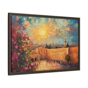 Canvas Framed Jewish Wall Art- Kotel Jerusalem Acrylic Artwork, Jewish Israel Home Decor, Jewish Mom Gift, Vibrant Judaica Art, Jewish Pride